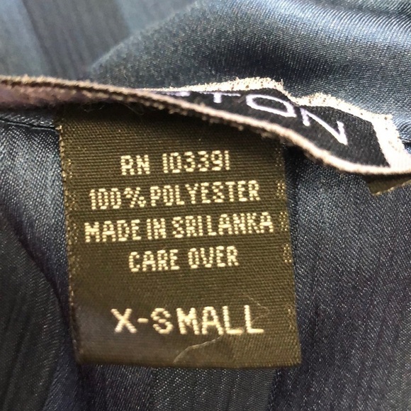 HALSTON Blue Striped Silk Texture Button Up Shirt XS - Picture 5 of 6